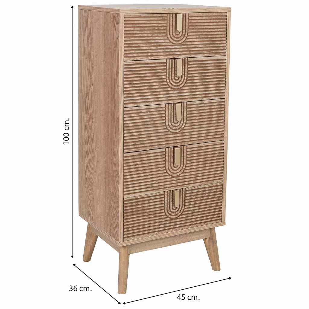 Cassettiera in legno marrone 45x36x100h cm