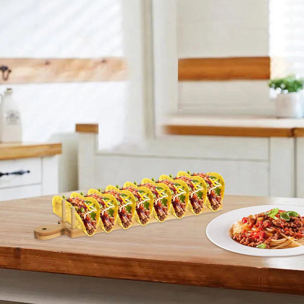 Porta-hot dog in legno, confezione da 2 pezzi, con 8 scomparti, inclusi 2 supporti
