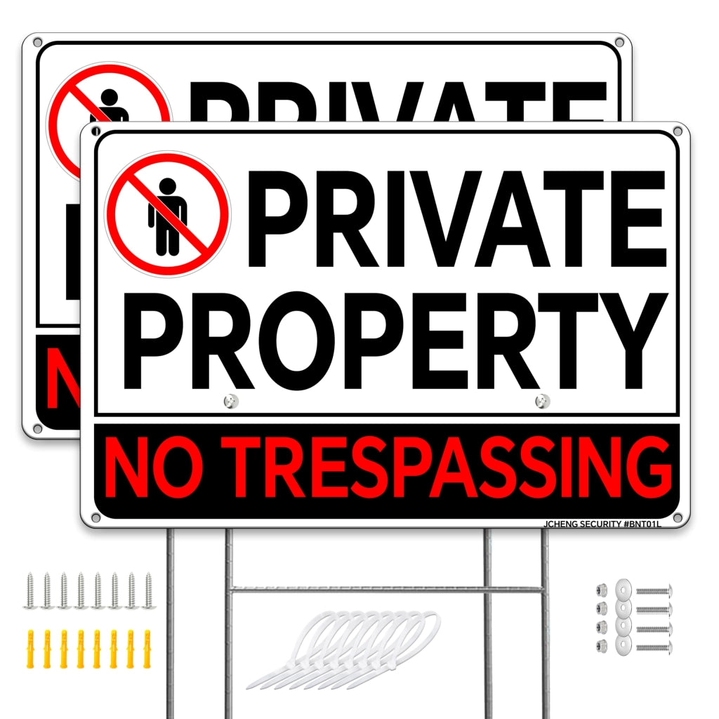 Targhetta "Proprietà privata" in alluminio, dimensioni 20x30 cm, confezione da 2 pezzi, colore rosso