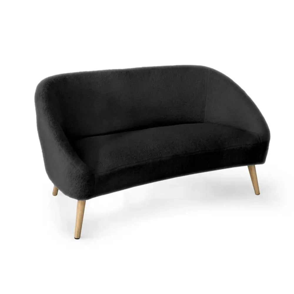 Divano in tessuto teddy nero cm 135x68x78h