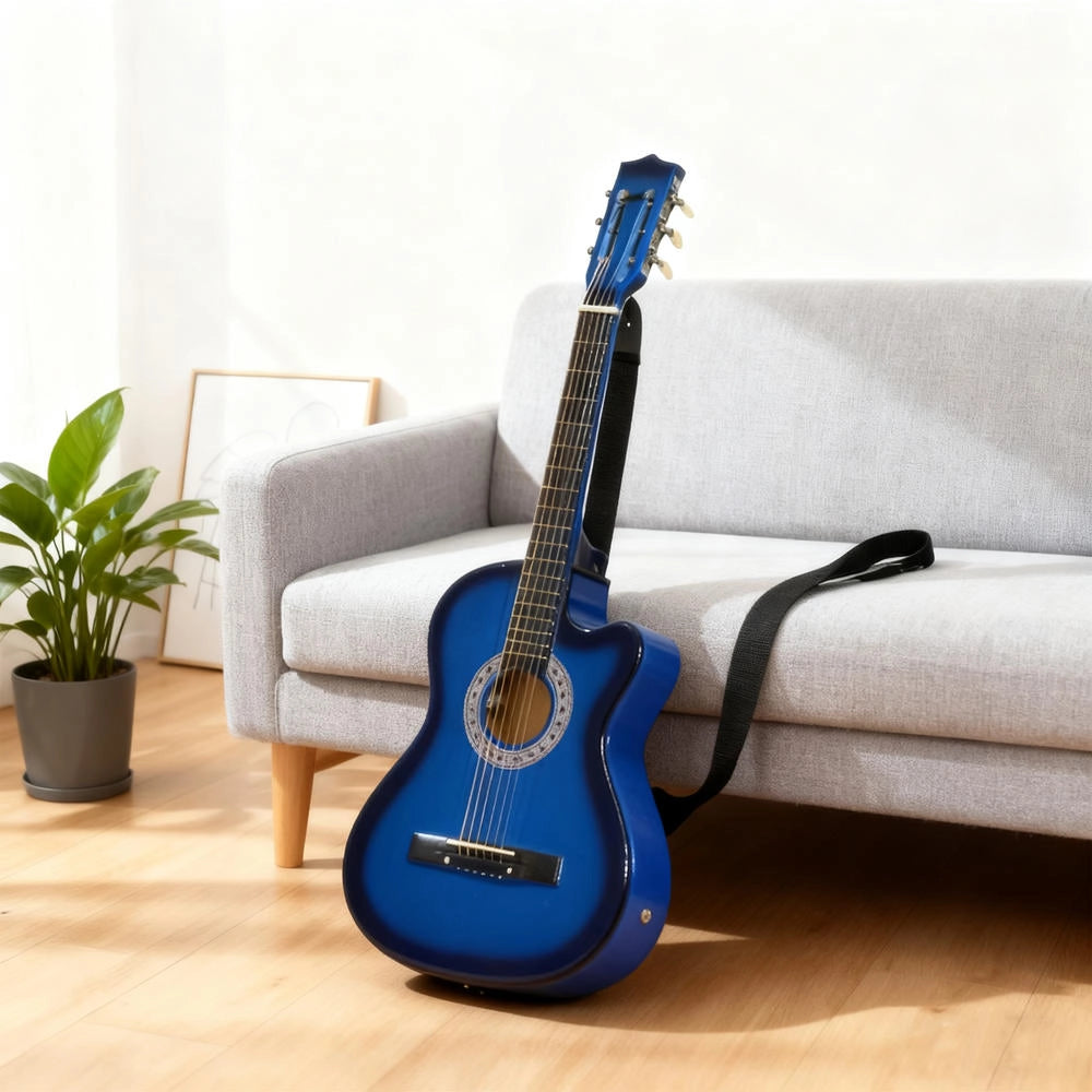 Kit chitarra elettrica con accessori borsa tracolla corde plettri e cavo 96,5x35,8x8,5cm blu e nero per principianti