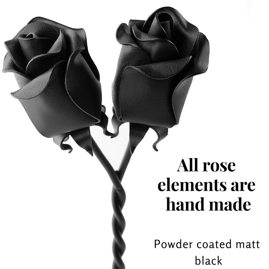 Set di 2 rose di ferro con boccioli rossi, arrotolate, alte 30 cm