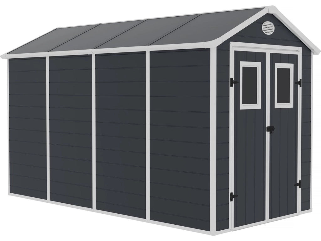 Casetta da giardino in resina "Texas" - 5,23 m² - Kit di ancoraggio incluso - Antracite