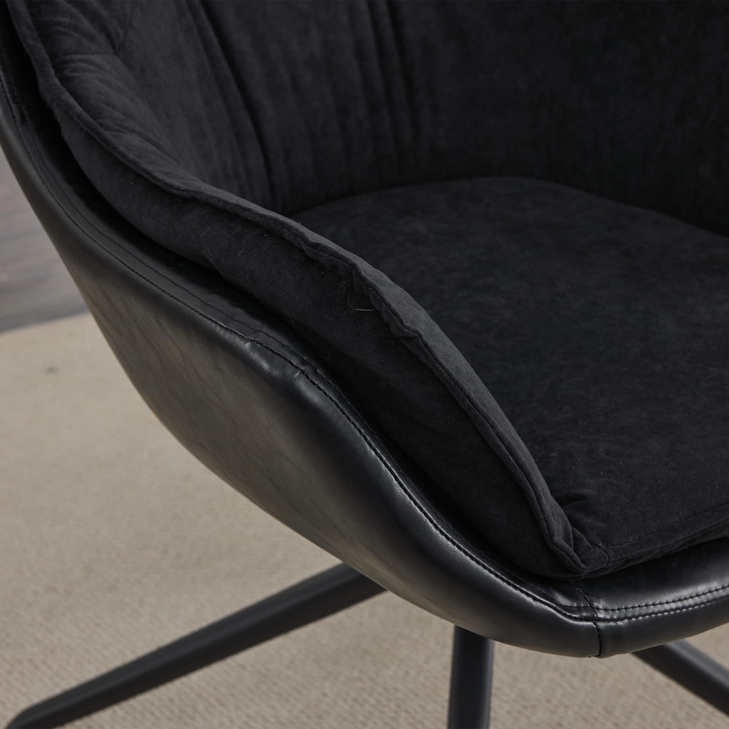 Poltrona girevole 360° con ritorno automatico in similpelle nera