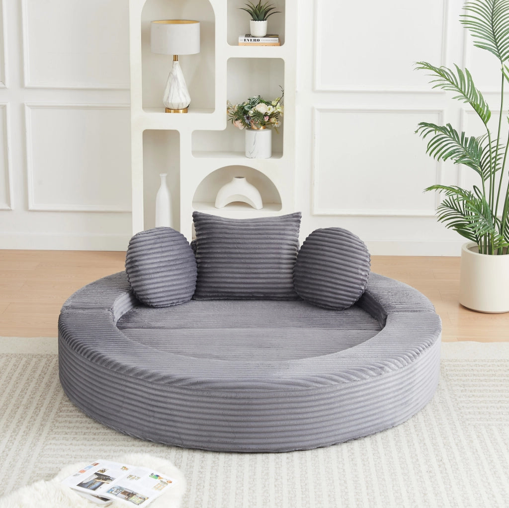 Divano letto 4 in 1 in velluto a coste grigio