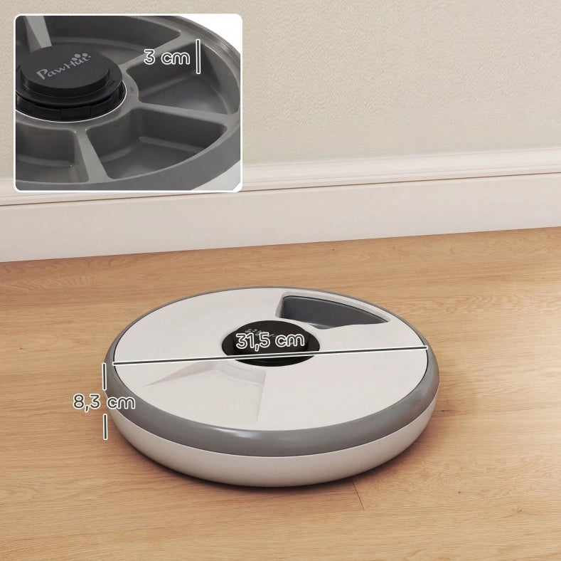 Distributore automatico di cibo per gatti 31,5 x 31,5 x 8,3 cm grigio LED