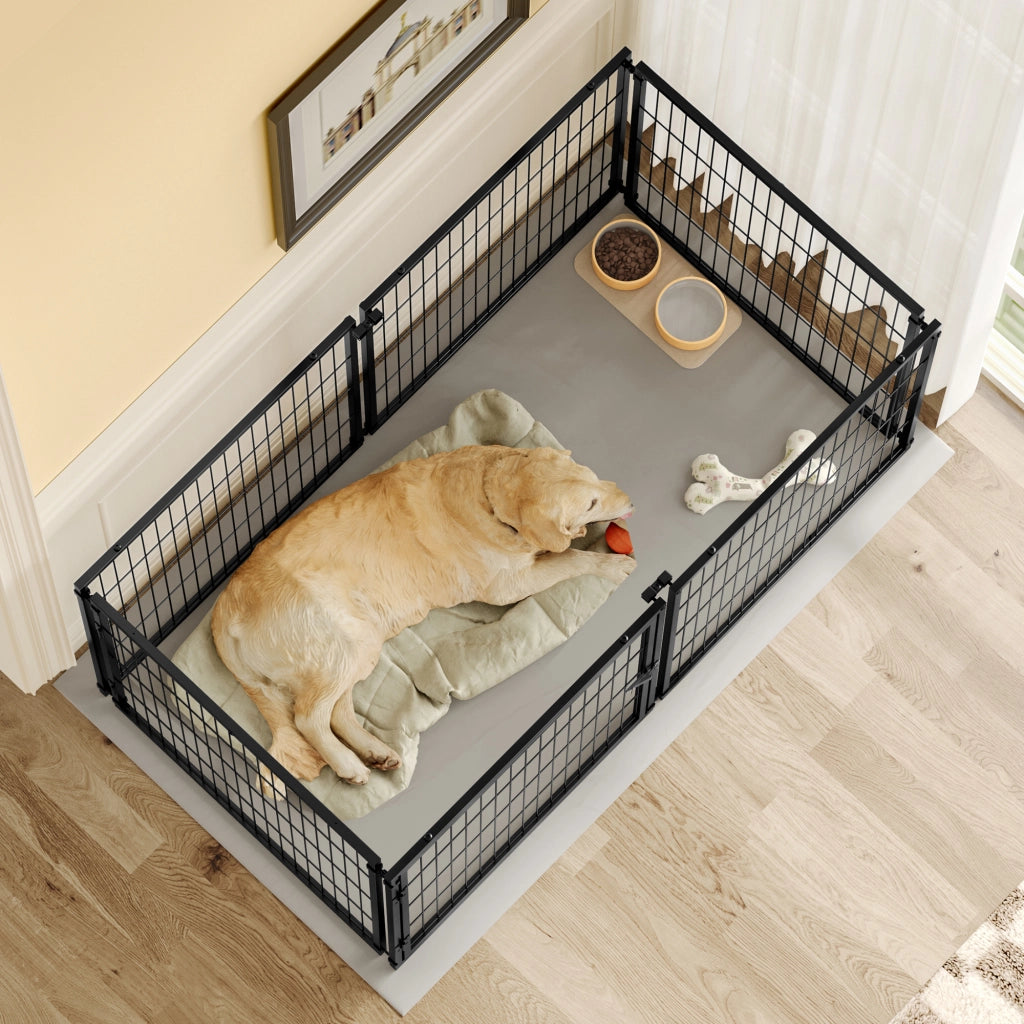 Gabbia per cani modulare con copertura e porta regolabile in ferro nero 160 × 80 × 80 cm