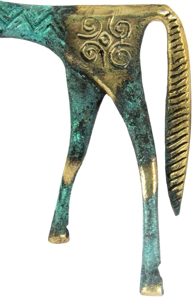 Replica di una statua equina, forma geometrica, bronzo, 18x13 cm