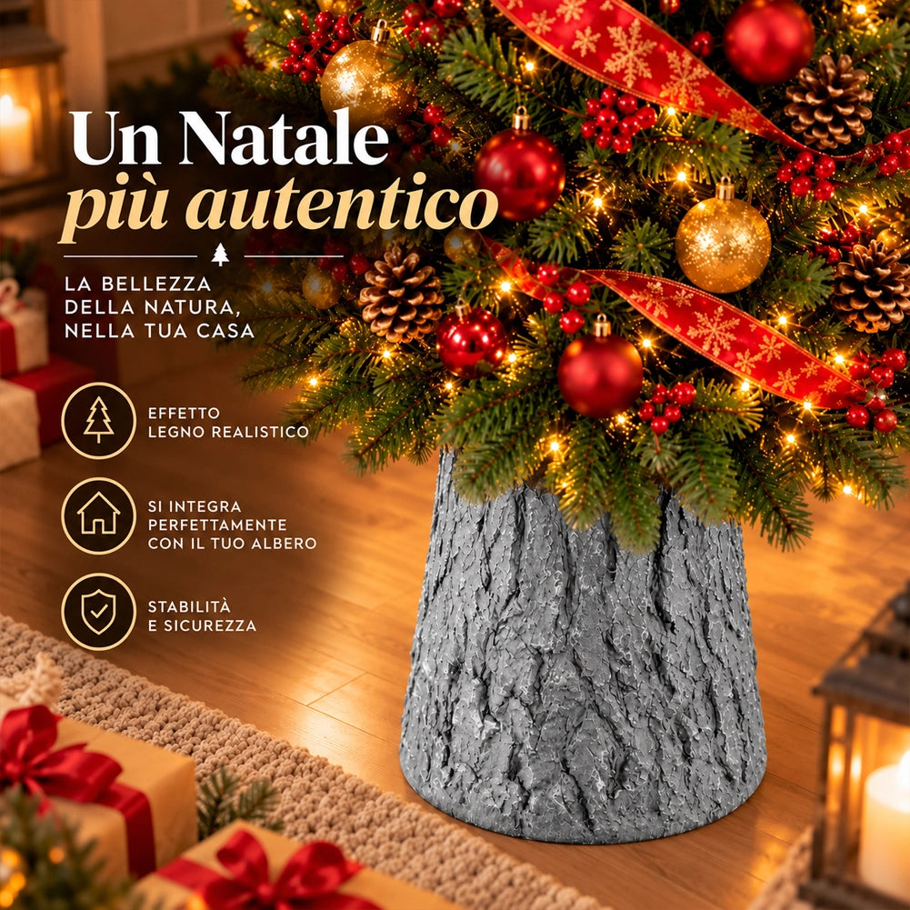 Base Supporto Albero Natale Chiaro Tronco Natalizio Attacco Universale H 46 cm