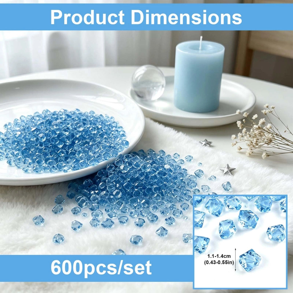 Pietre decorative in acrilico, colore azzurro chiaro, 600 pezzi, dimensioni 11-14 mm