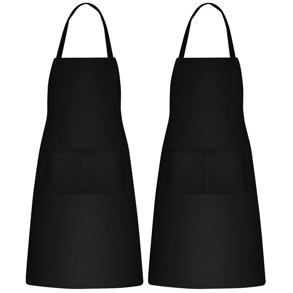 Confezione da 2 grembiuli da cucina impermeabili con tasche, colore nero, unisex