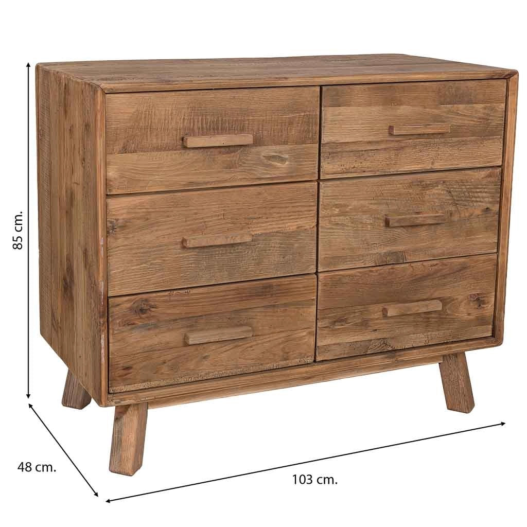 Cassettiera in legno marrone 103x48x85h cm