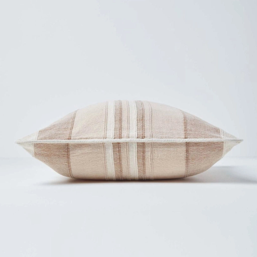 Custodia per cuscino 45x45 cm, beige, in cotone, con motivo a righe