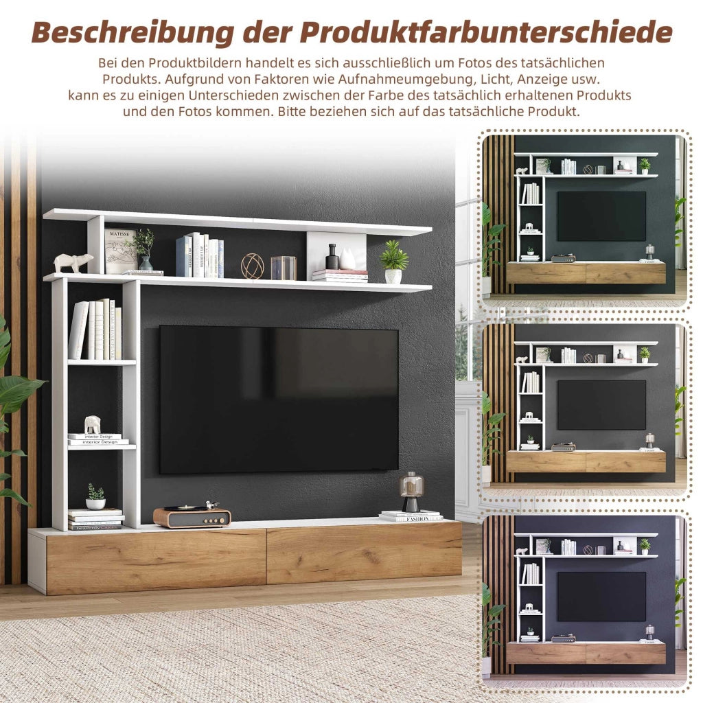 Letto contenitore 180x35 cm con LED; Particle Board; white+oak – SuerZaro