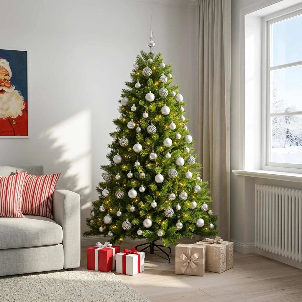 Albero di Natale Artificiale con Palline 210 cm 300 LED 3466983