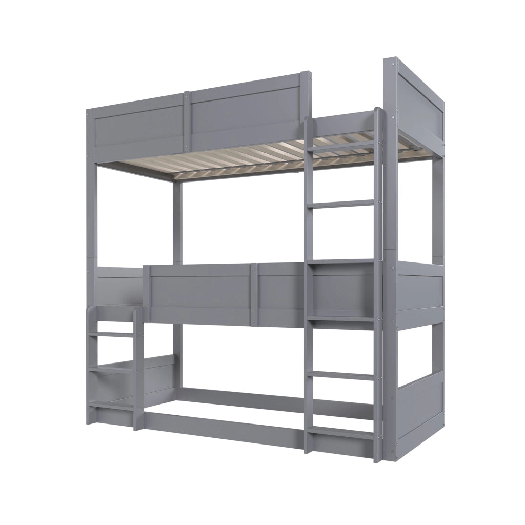 Letto a castello triplo 90x200 cm grigio separabile