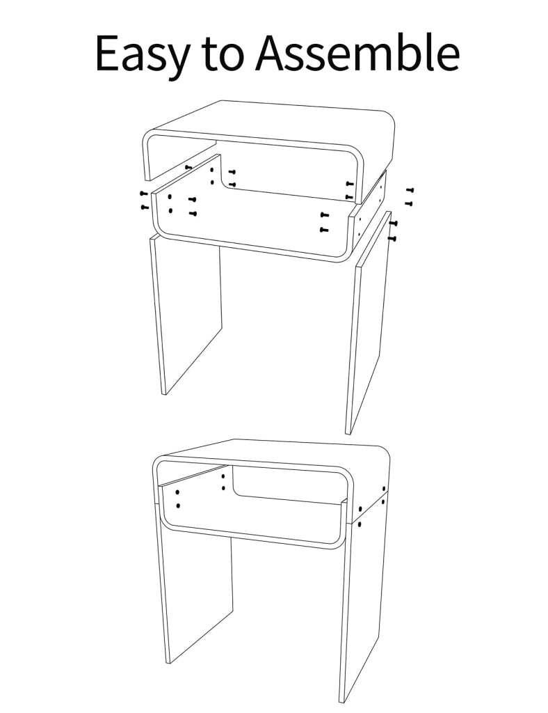 Tavolino laterale in acrilico, dimensioni 40x30x50 cm, trasparente, con ripiano