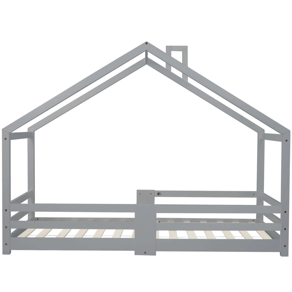 Letto a casetta per bambini grigio 90 x 200 cm in pino massello