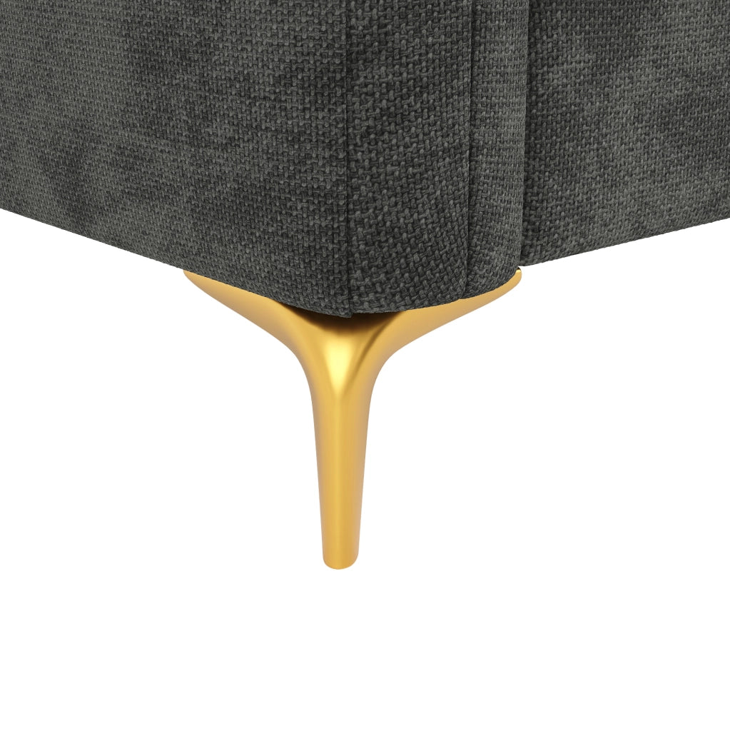 Divano modulare grigio in ciniglia con 2 pouf contenitore