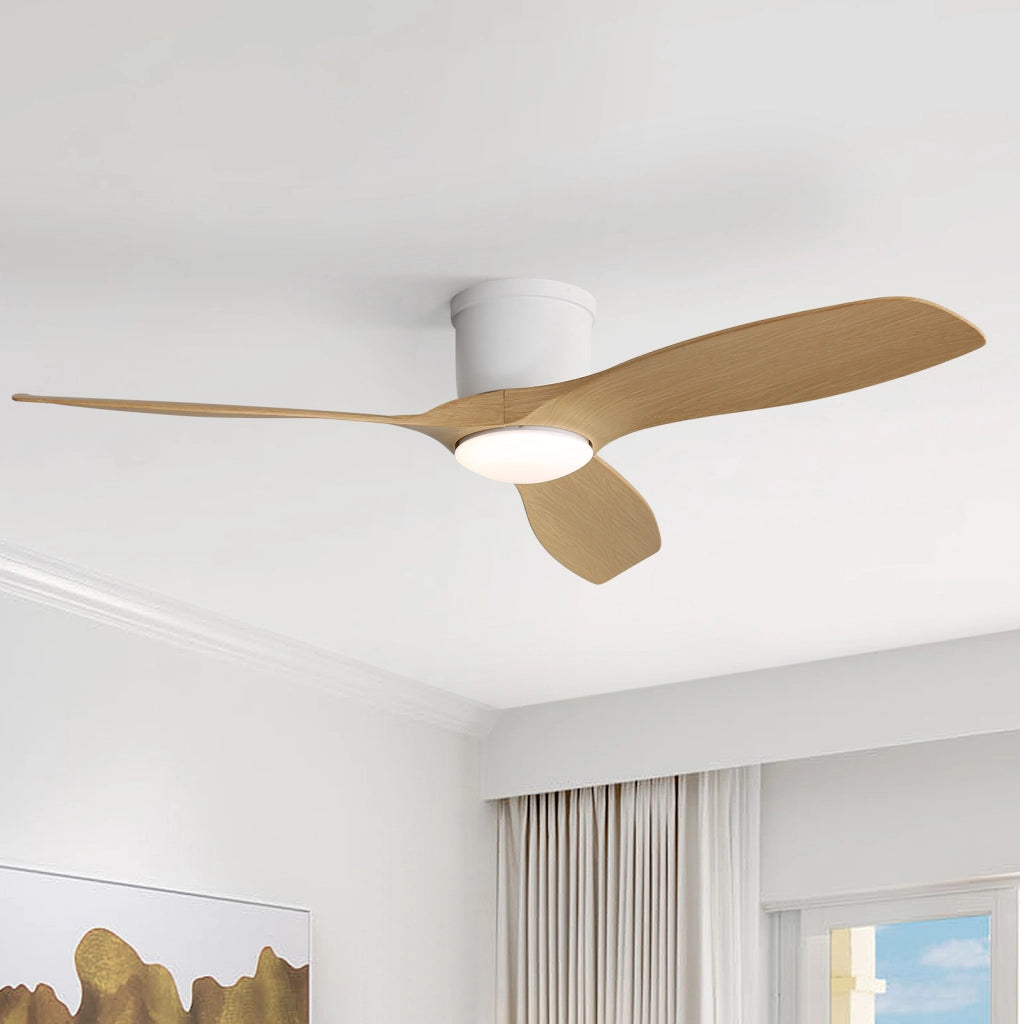 Ventilatore da soffitto bianco con luce LED dimmerabile e telecomando