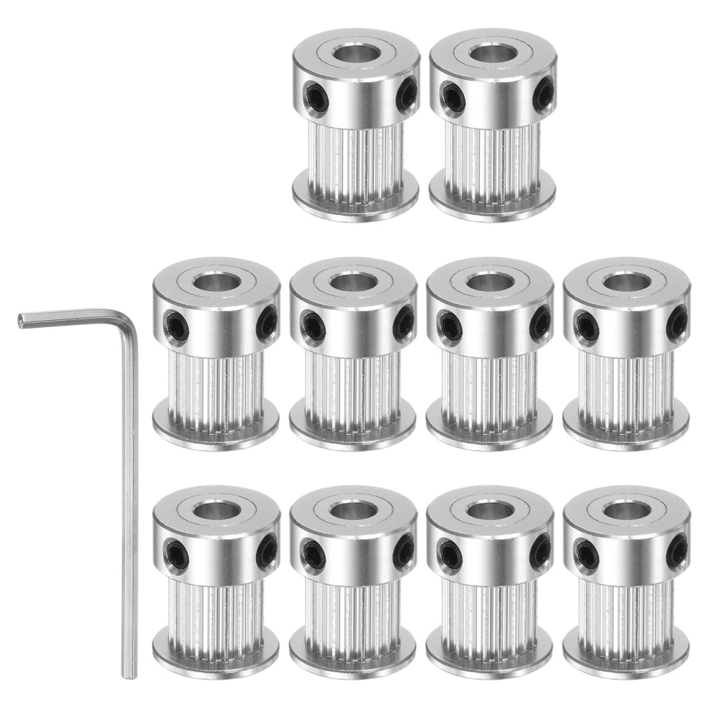 Puleggia per cinghia di trasmissione 2GT, 20 denti, foro di 5 mm, diametro 16 mm, alluminio, confezione da 10 pezzi