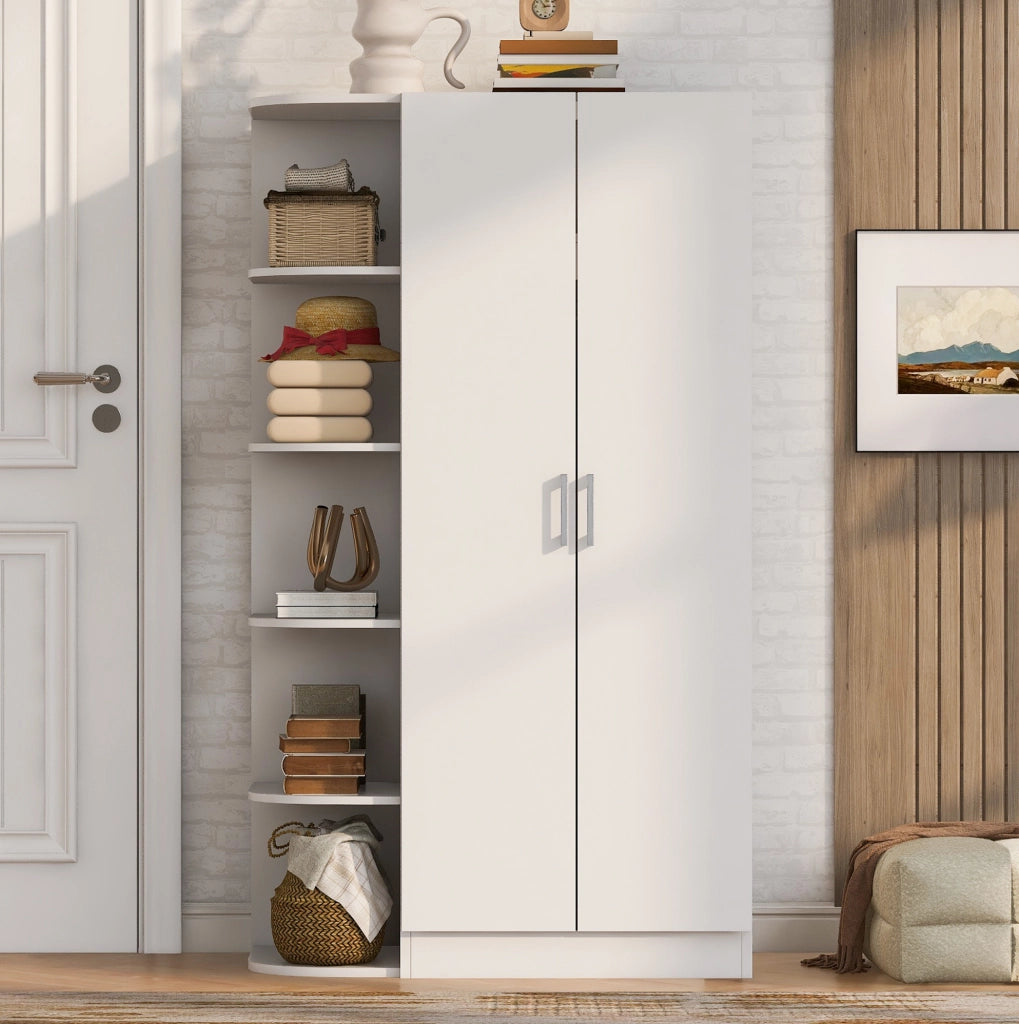 Armadio a due ante 90 x 55 x 170 cm con ripiani e cassetti