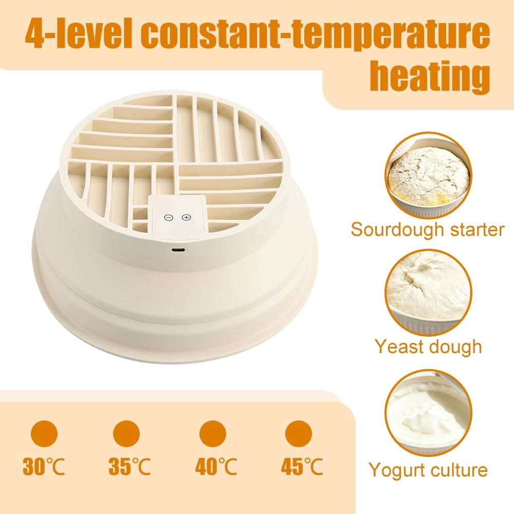Cesto di fermentazione in silicone riscaldato, con 4 livelli di temperatura, pieghevole, 23,5 cm