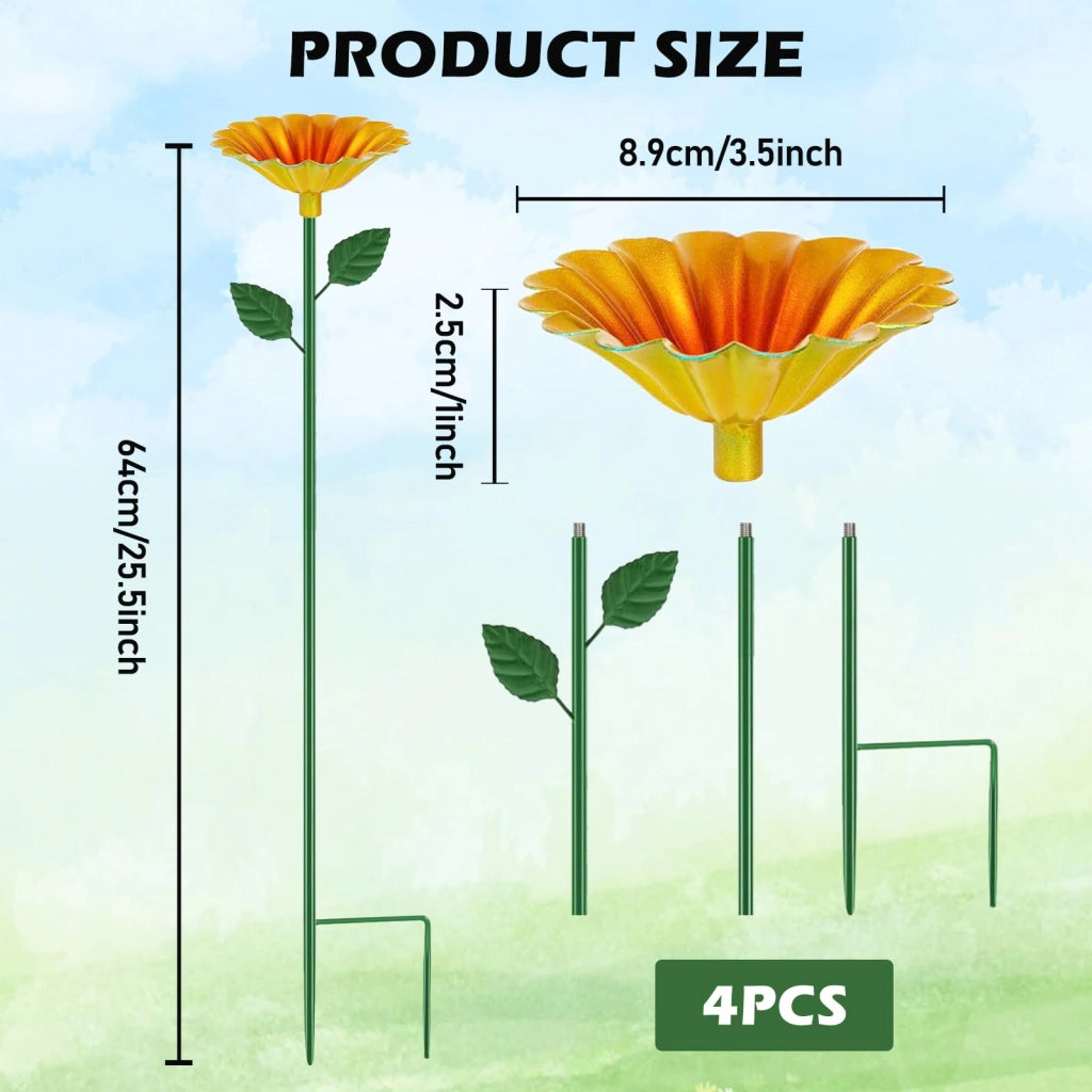 Set di 4 abbeveratoi per api in metallo, resistenti ai raggi UV, a forma di fiore, ideali per giardino e balcone