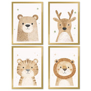 Set di 4 poster per la cameretta dei bambini, formato A4, color oro