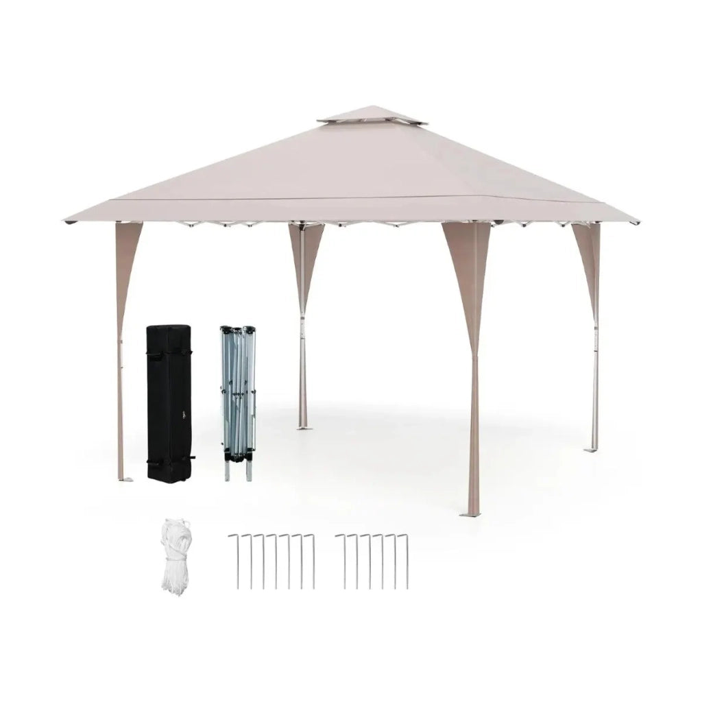 Gazebo da Giardino 4 x 4 m Pop-up con Doppio Tetto, Struttura in Metallo, Regolabile in Altezza, Robusto per Bricolage