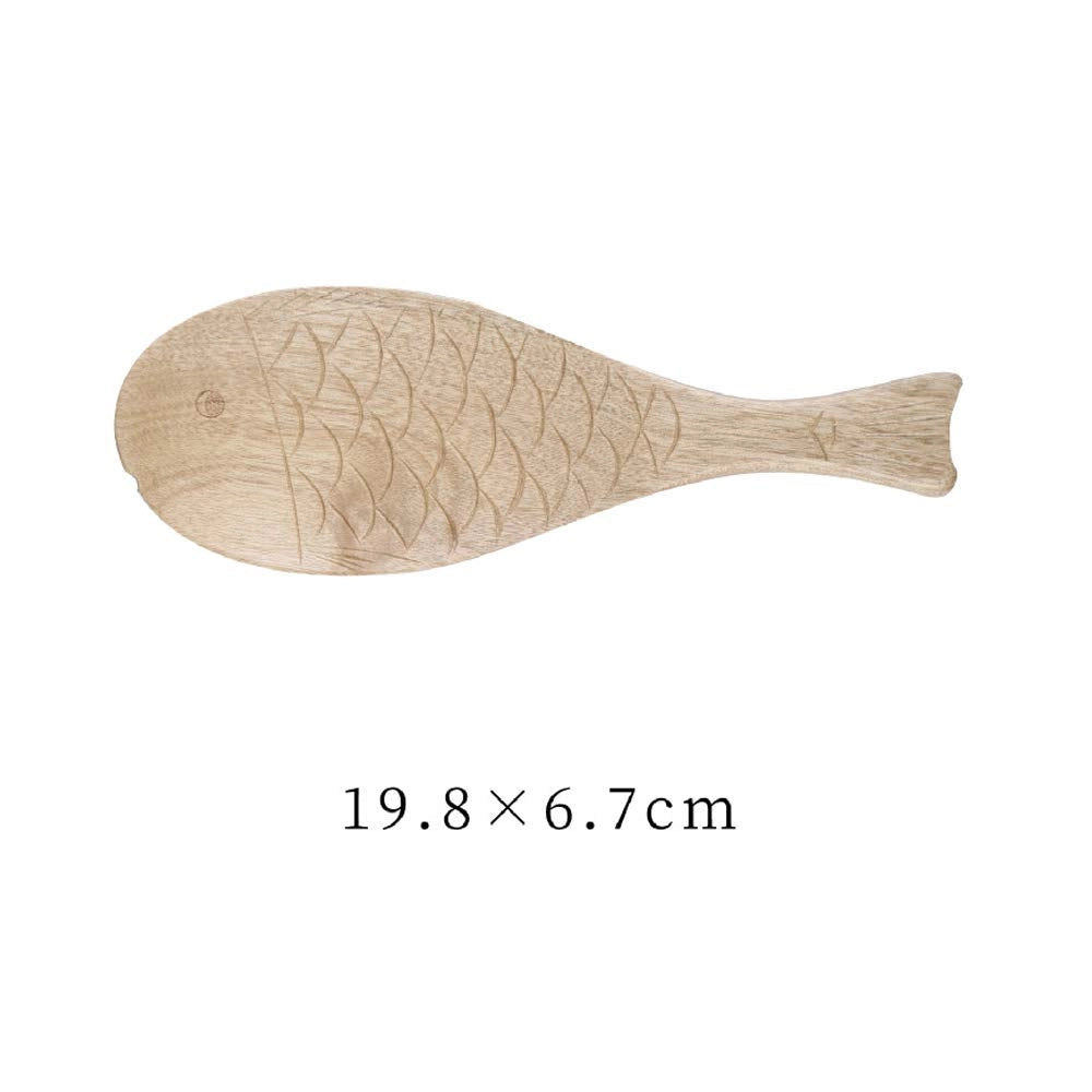 Set di 2 cucchiai da riso in legno a forma di pesce, resistenti, dimensioni 19,8 x 6,7 cm