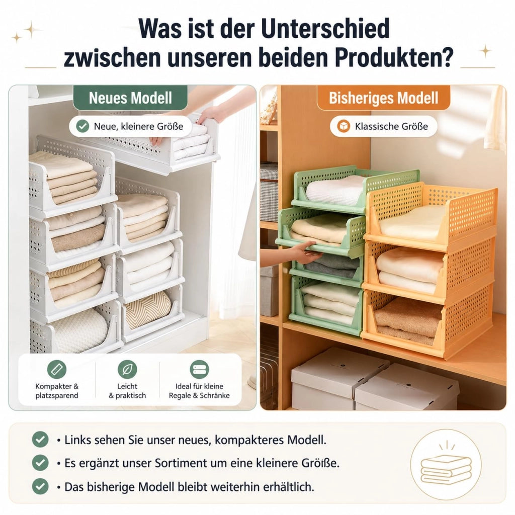 Set di 3 organizer impilabili per armadi, in plastica, colore bianco