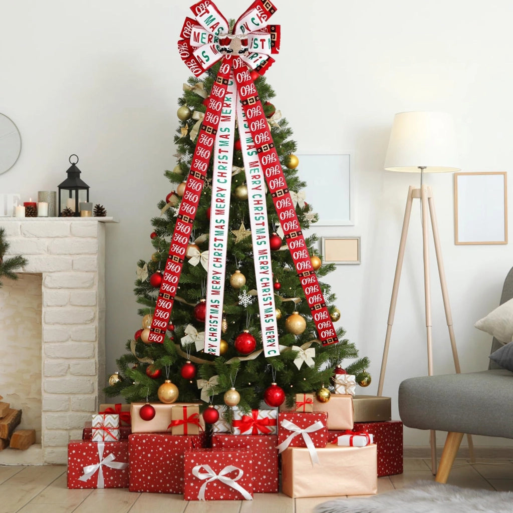 Nastro decorativo per albero di Natale, rosso, 139 cm, 1 pezzo, per decorazioni fai-da-te