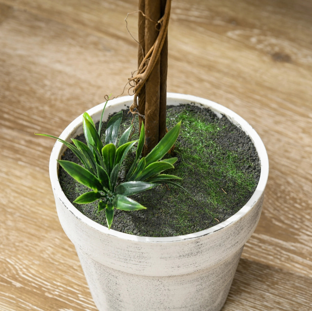 Set di 2 piante artificiali di lavanda IVMEU alte 60 cm con vaso e muschio artificiale, bianco