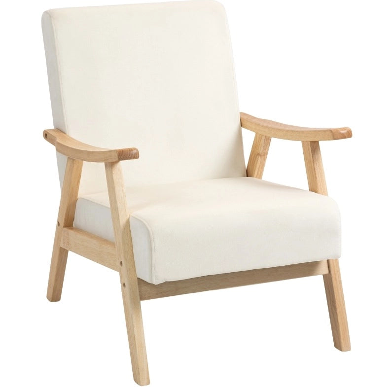 Fauteuil relax 65x80x83 cm en polyester crème blanc avec accoudoirs, montage requis