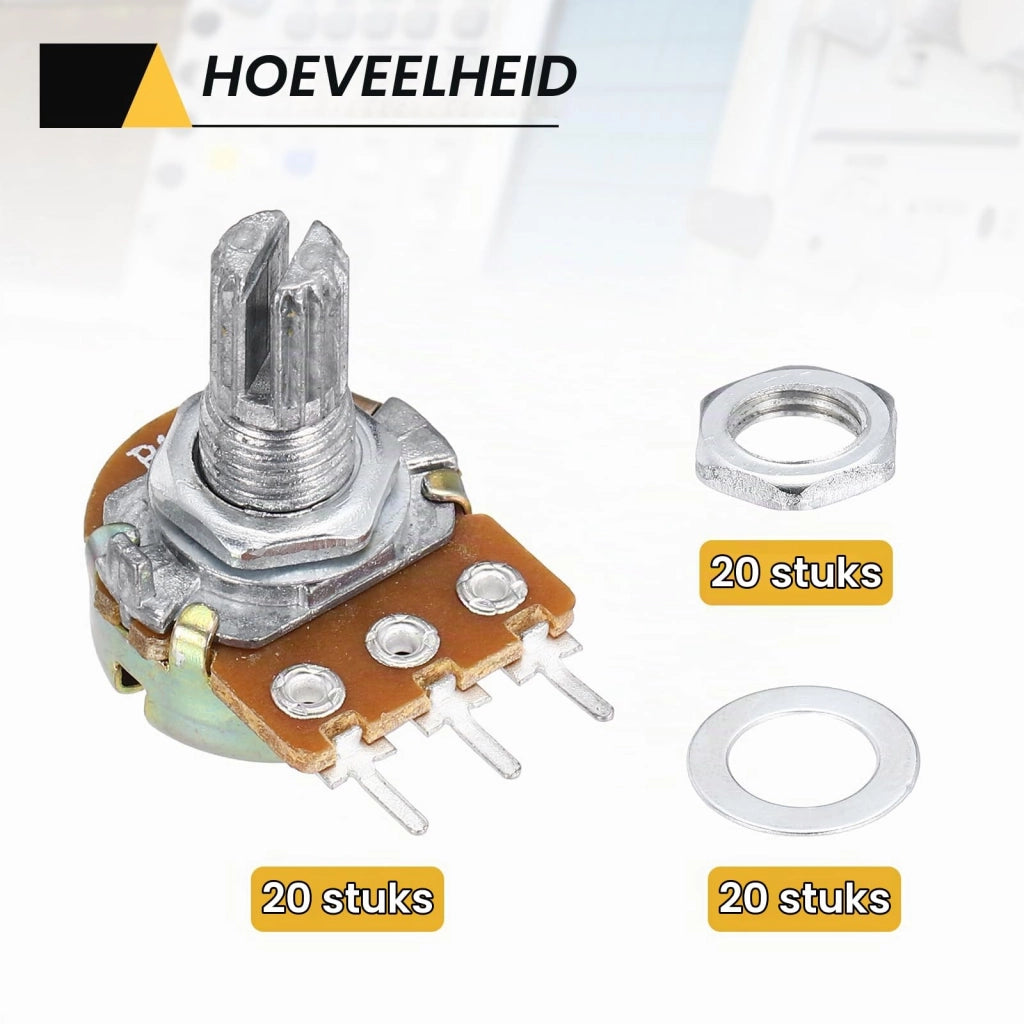 Potenziometro WH148, 100k Ohm, 20 pezzi, 3 terminali, lineare