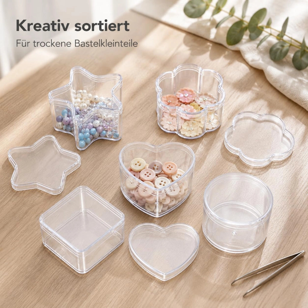 Set di 5 contenitori trasparenti, di diverse forme, con coperchio
