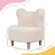 POLTRONCINA per bambini 47x43x53 cm in pile beige con orecchie da orso