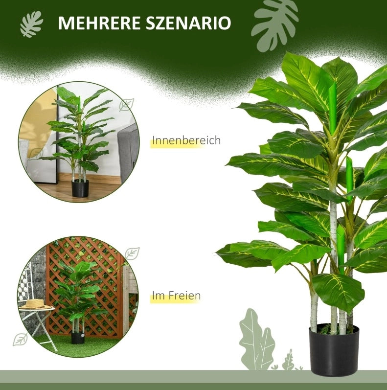 PIANTA ARTIFICIALE 95 cm Verde con 33 foglie e vaso