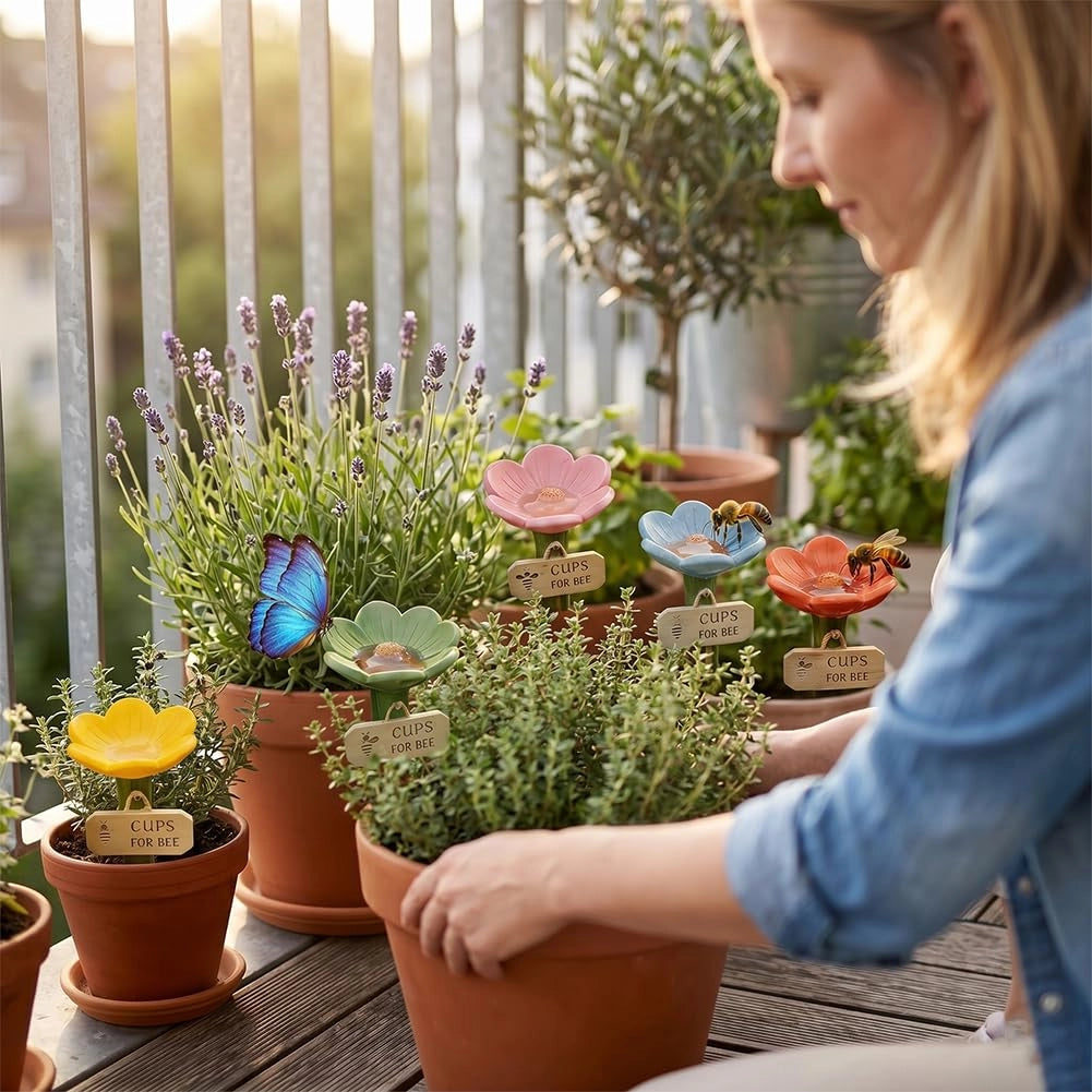 Set di 5 abbeveratoi a forma di fiore per il giardino