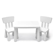 Set 3 Pezzi Tavolo e Sedie per Bambini, Tavolino Multiuso per Studio Gioco e Pranzo in PP con Angoli Arrotondati, Bianco