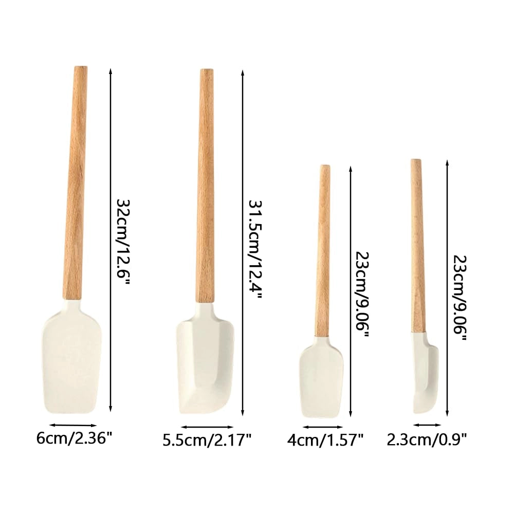 Set di spatole in silicone, 4 pezzi, ideali per impastare, utensili da cucina, rivestimento antiaderente