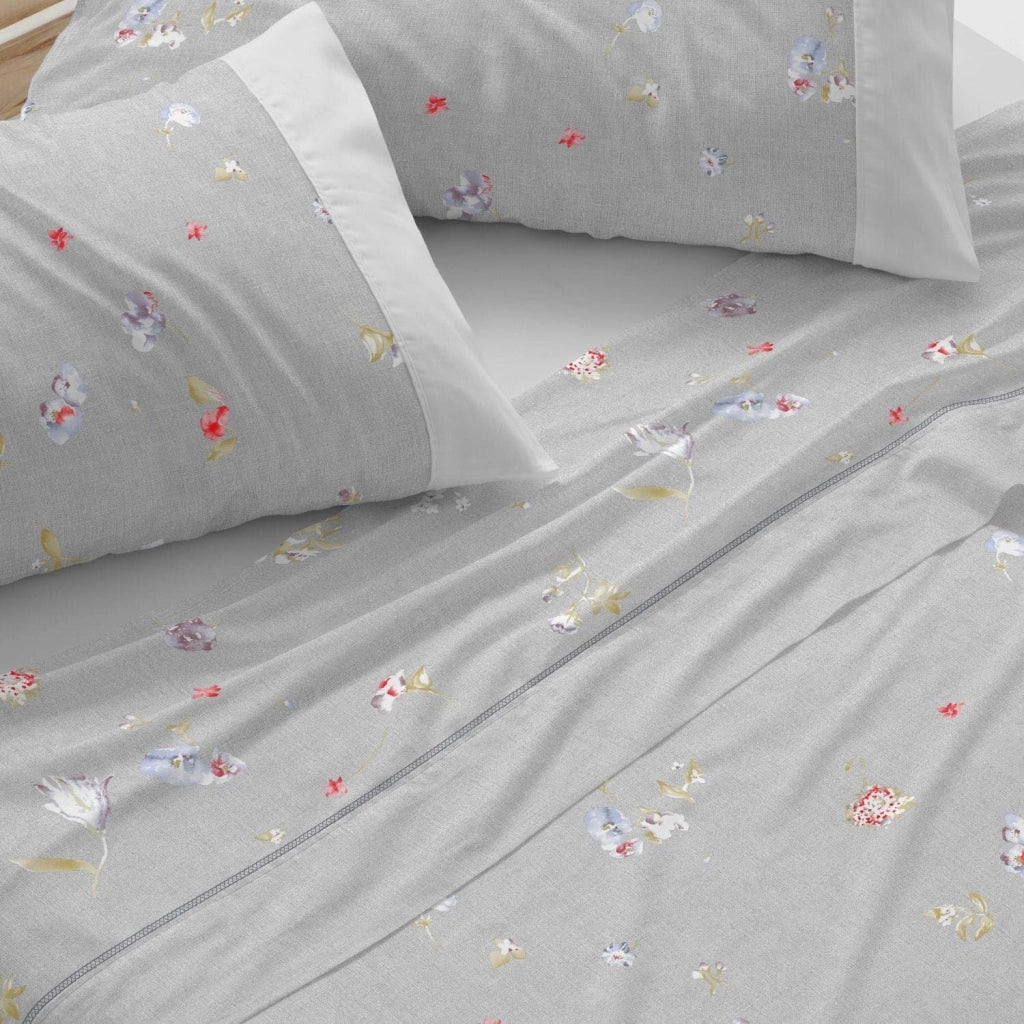 Set di lenzuola in cotone, composto da 3 pezzi, colore grigio, dimensioni 90 x 190/200 cm