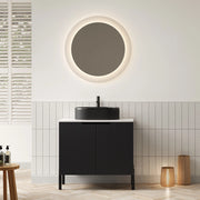 Mobile da bagno con lavabo ovale e 2 ante ammortizzate - 76x48x88 cm - nero