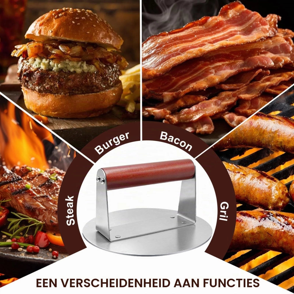 Pressa per hamburger, acciaio inossidabile, 16 cm – professionale e facile da pulire