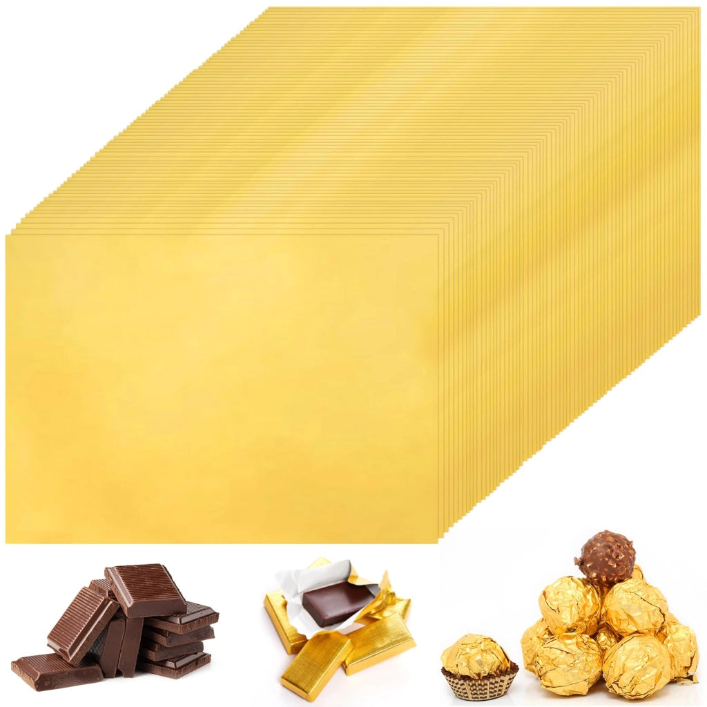 100 fogli di alluminio dorati, dimensioni 19x16 cm, per cioccolatini e caramelle