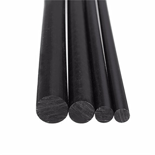 Astina in acetal, nera, diametro 10 mm, lunghezza 200 mm