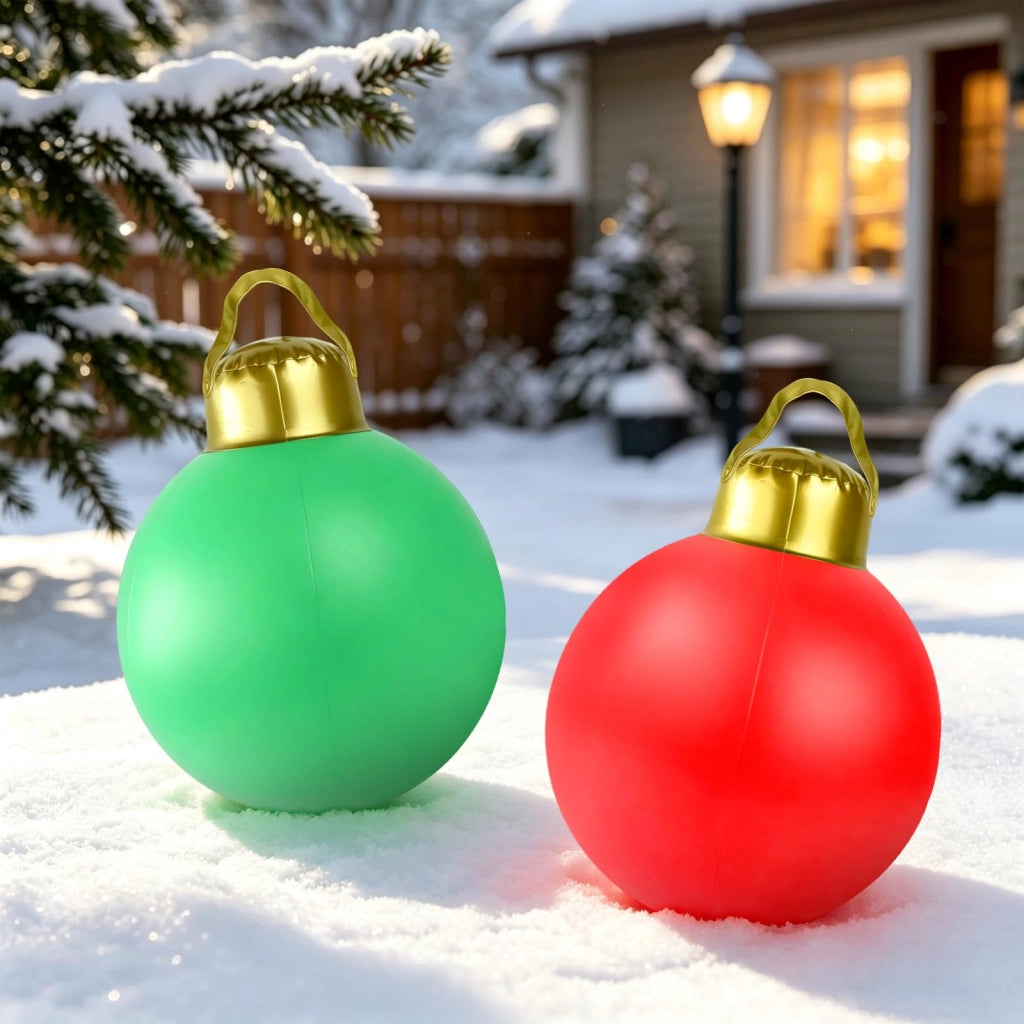 Palline di Natale gonfiabili, 30 cm, rosse e verdi, in PVC, adatte per interni ed esterni