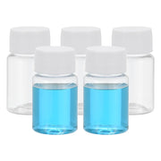 5 flaconi da 20 ml per reagenti PET, forma rotonda, trasparenti