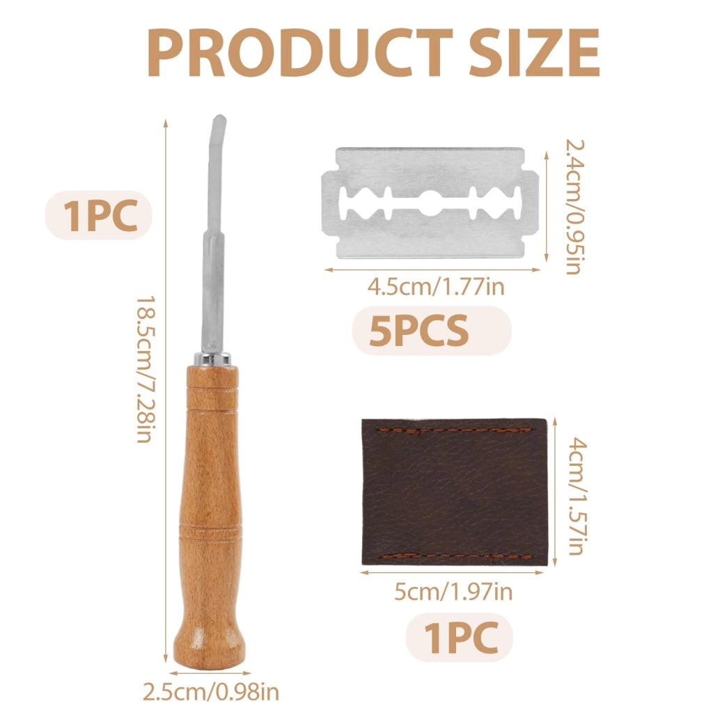 Coltello da pane Bäckermesser, lama da 19 cm – 5 lame in acciaio inossidabile, manico in legno